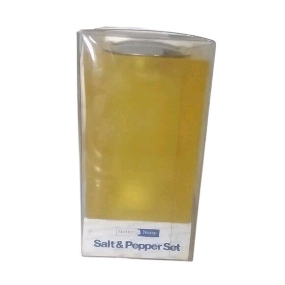 Vintage Stotter & Norse Frosted Glass Salt Pepper Shakers Retro Yellow Square - Picture 2 of 4